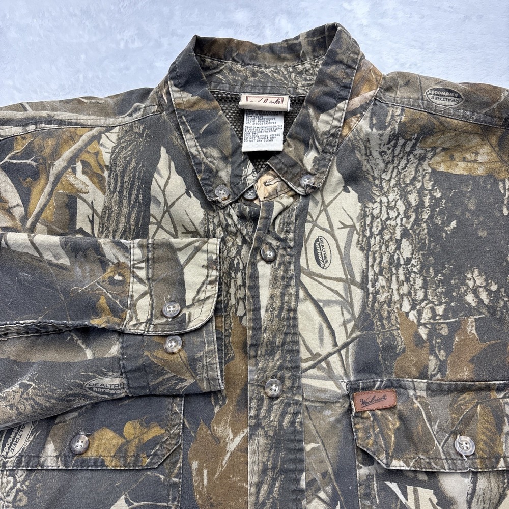 Vintage Woolrich Outdoor Guide Collection Realtree Hardwoods Camo Shirt Men XL